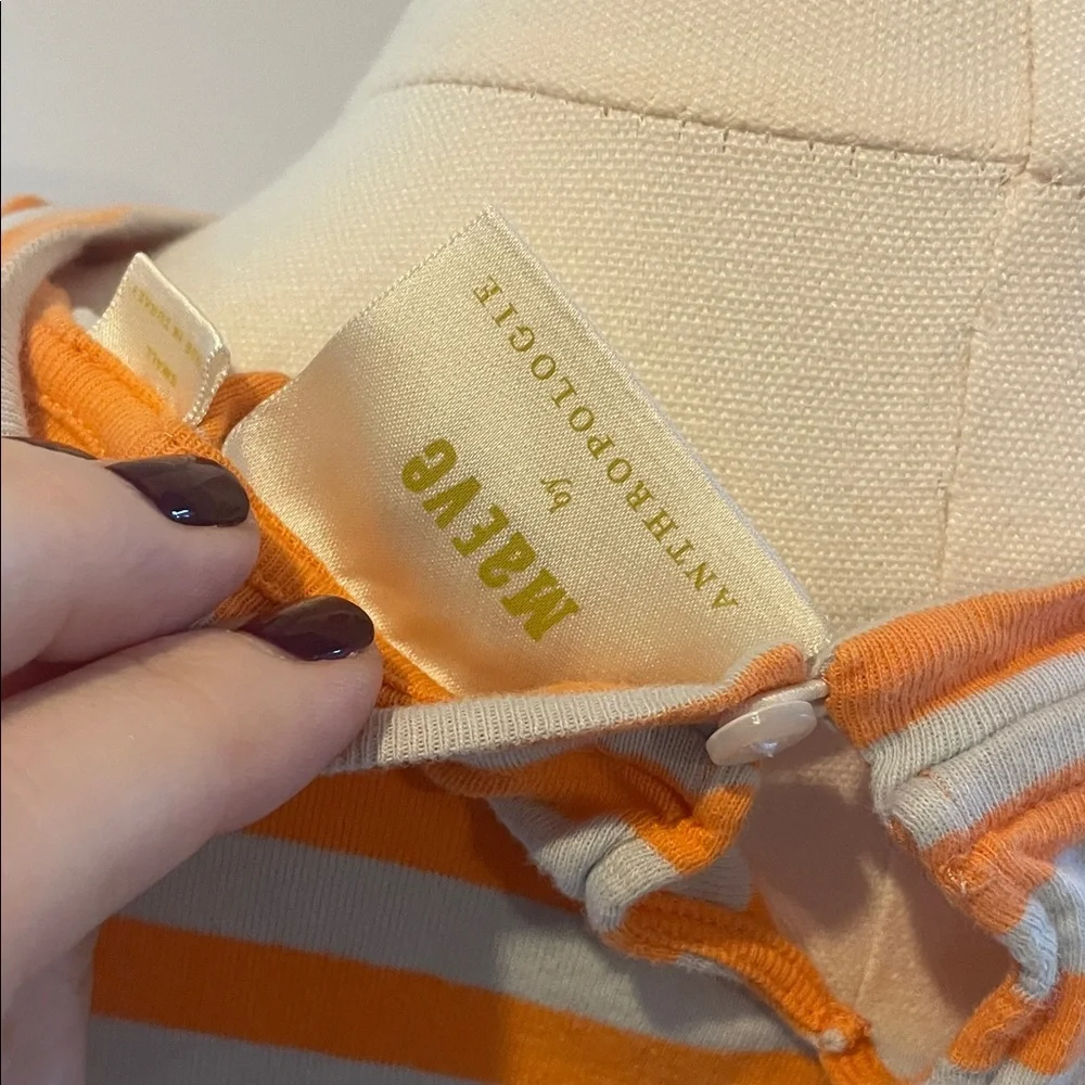 Maeve by Anthropologie Orange and White Striped Cropped Tank Top Small - Picture 6 of 7